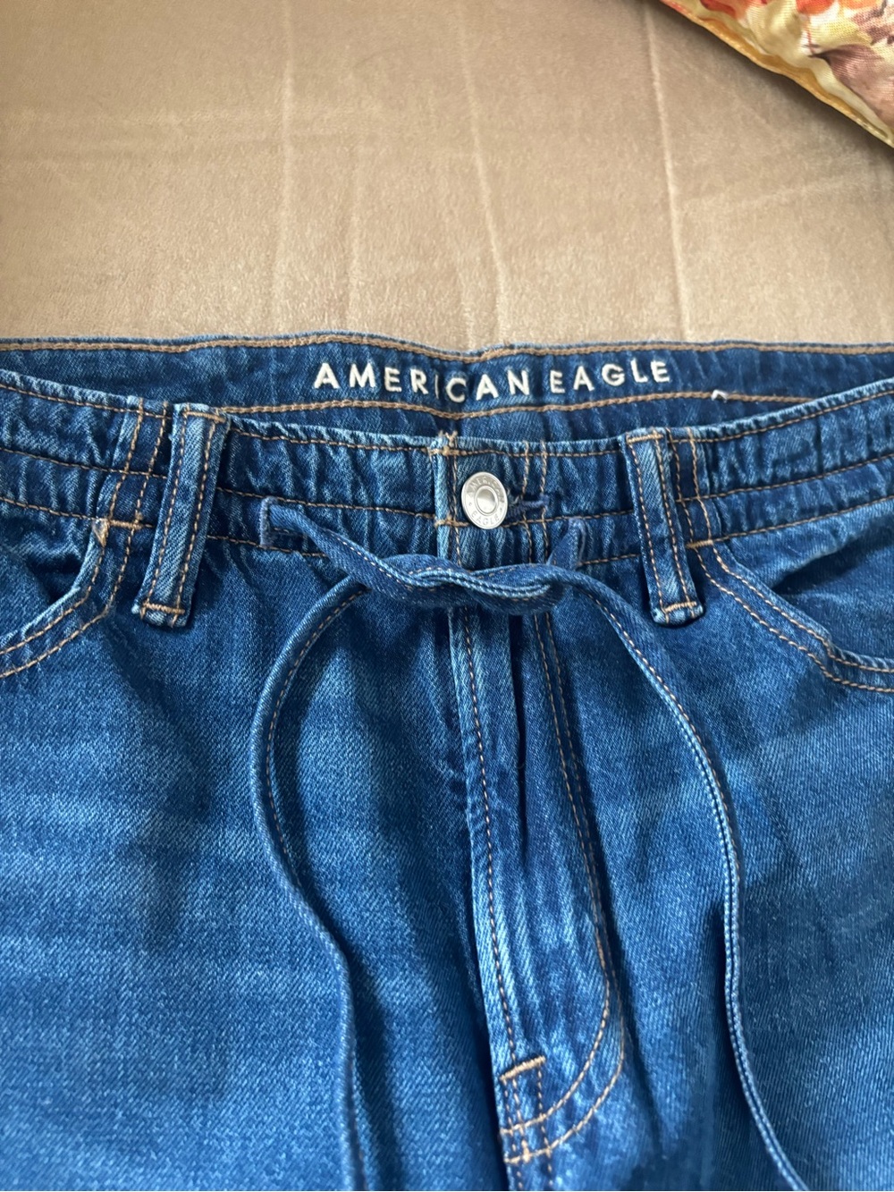 American Eagle Outfitters Men’s Dark Blue Relaxed Drawstring Jeans